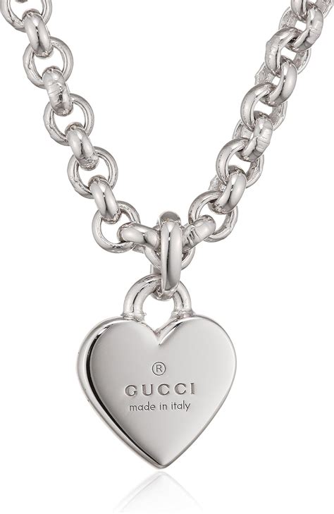 gucci trademark heart silver necklace|Gucci toggle heart necklace.